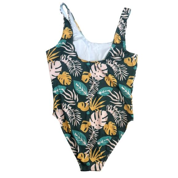 New Real Essentials One Piece Tropical Swimsuit Large - Picture 3 of 4